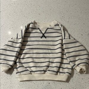 Zara Striped Cream and Black Sweater